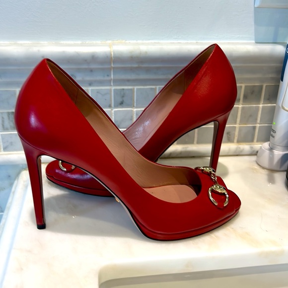 Gucci red sandals, high heel, mint condition, including box and dust bag - Picture 8 of 15